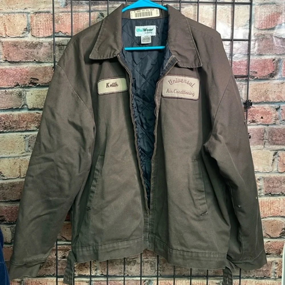 UniWear brown uniform jacket name patch work wear men’s size XL